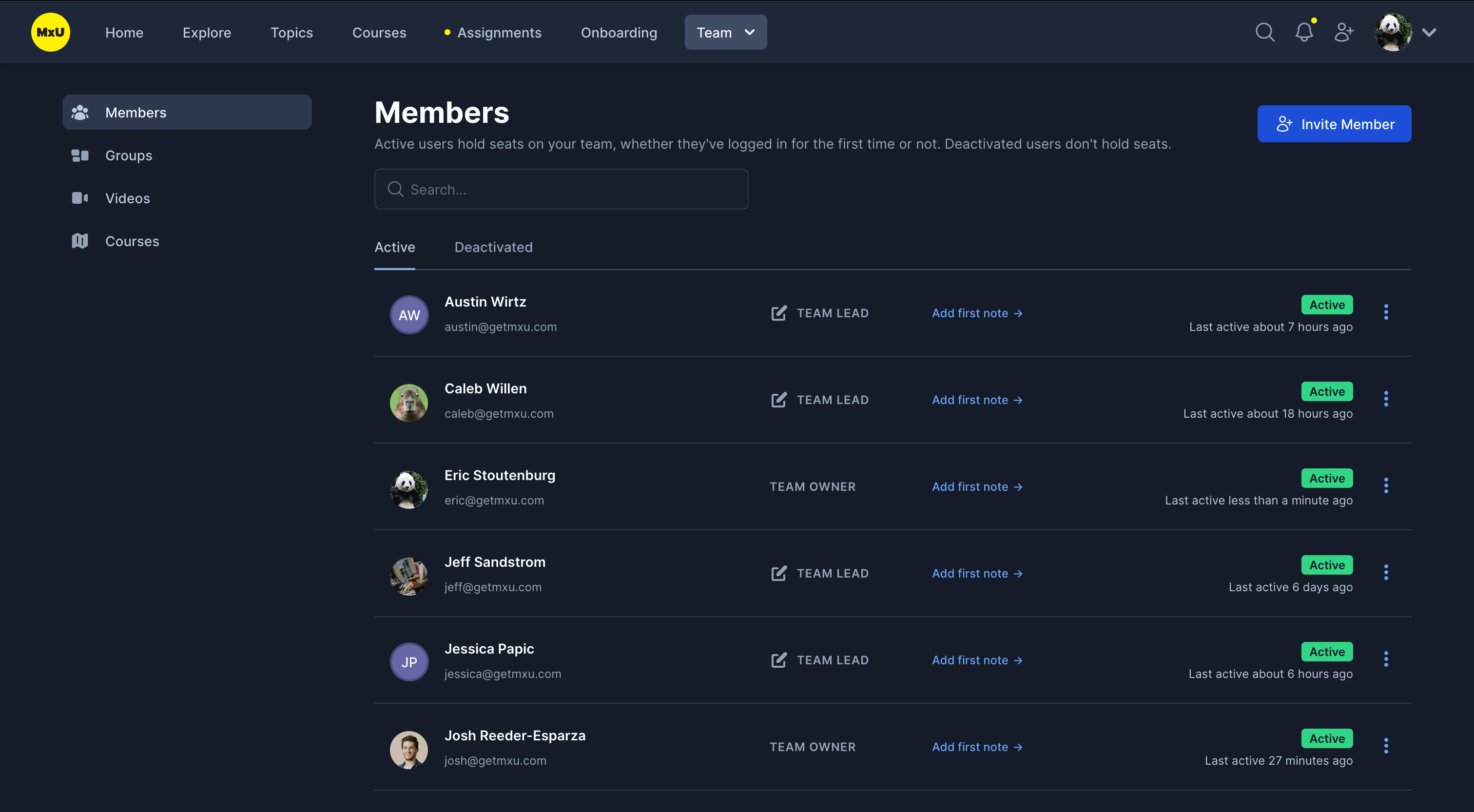 MxU Members Page